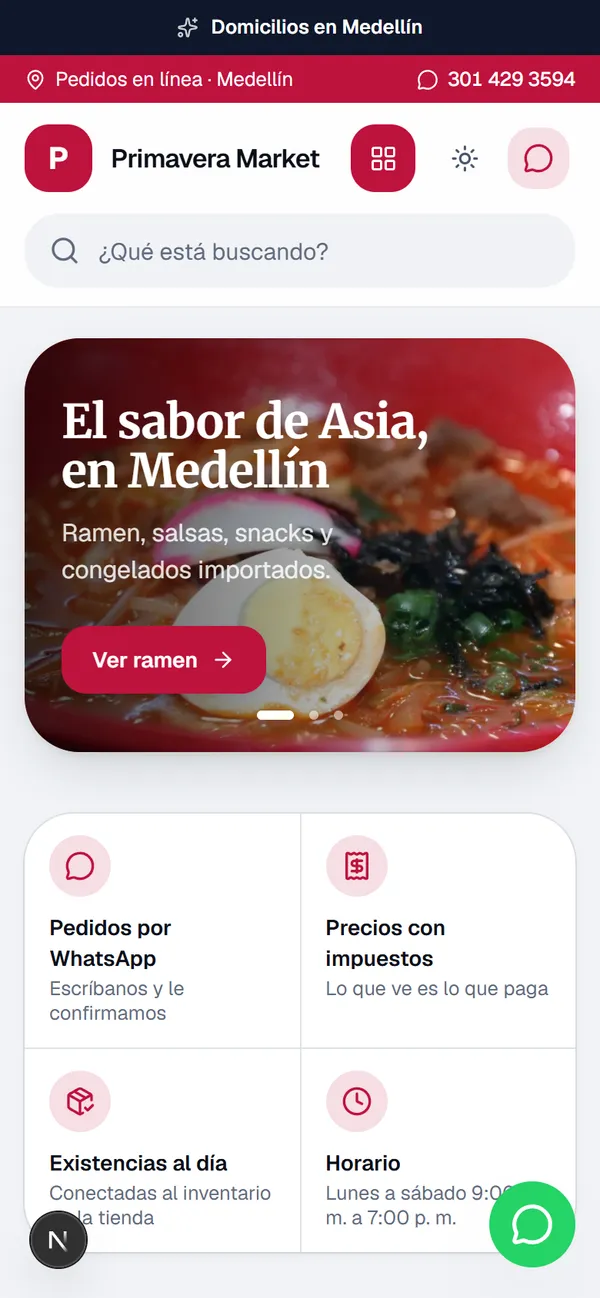 La misma tienda en el celular